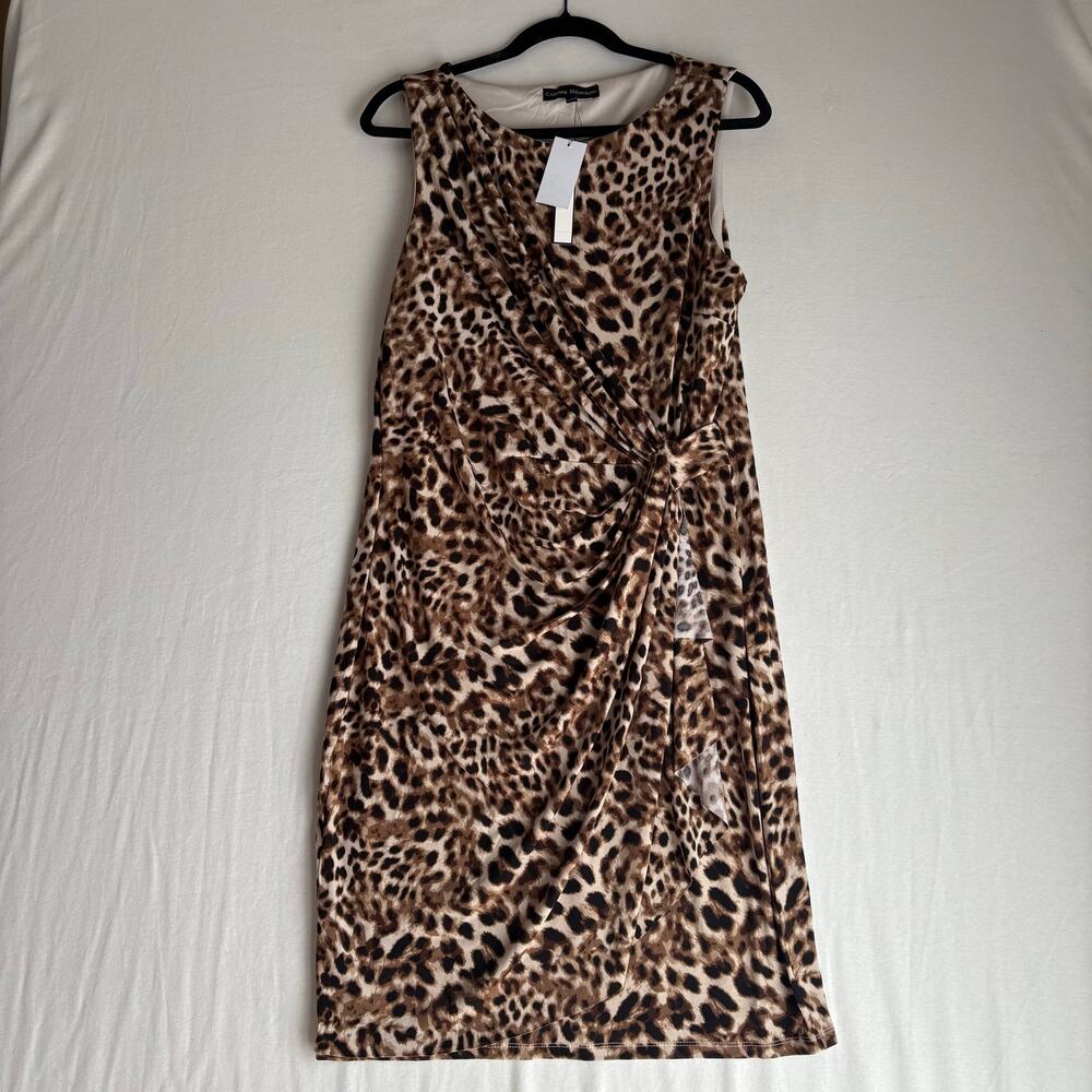 NWT Catherine Malandrino Leopard Print Sleeveless Ruched Dress L – $108 Retail